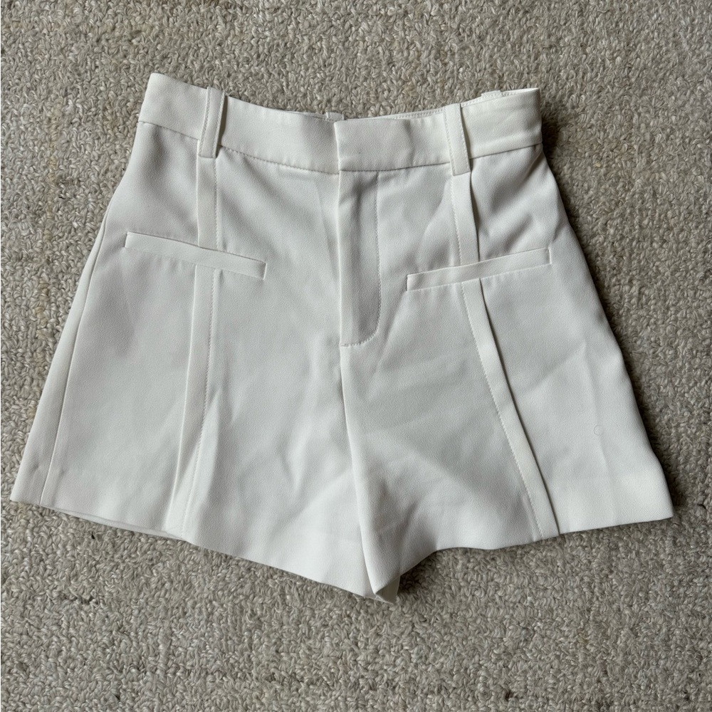 Zara White High-Waist Tailored Shorts